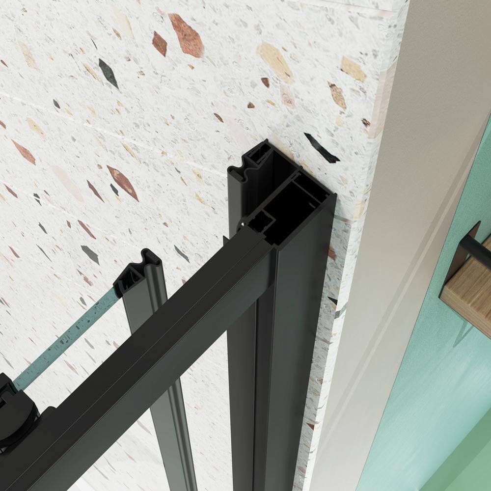 60" Matte Black Sliding Shower Door with Tempered Glass