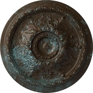 28" x 2-3/4" Stockport Urethane Ceiling Medallion (Fits Canopies up to 6-1/4"), Hand-Painted Bronze Blue Patina