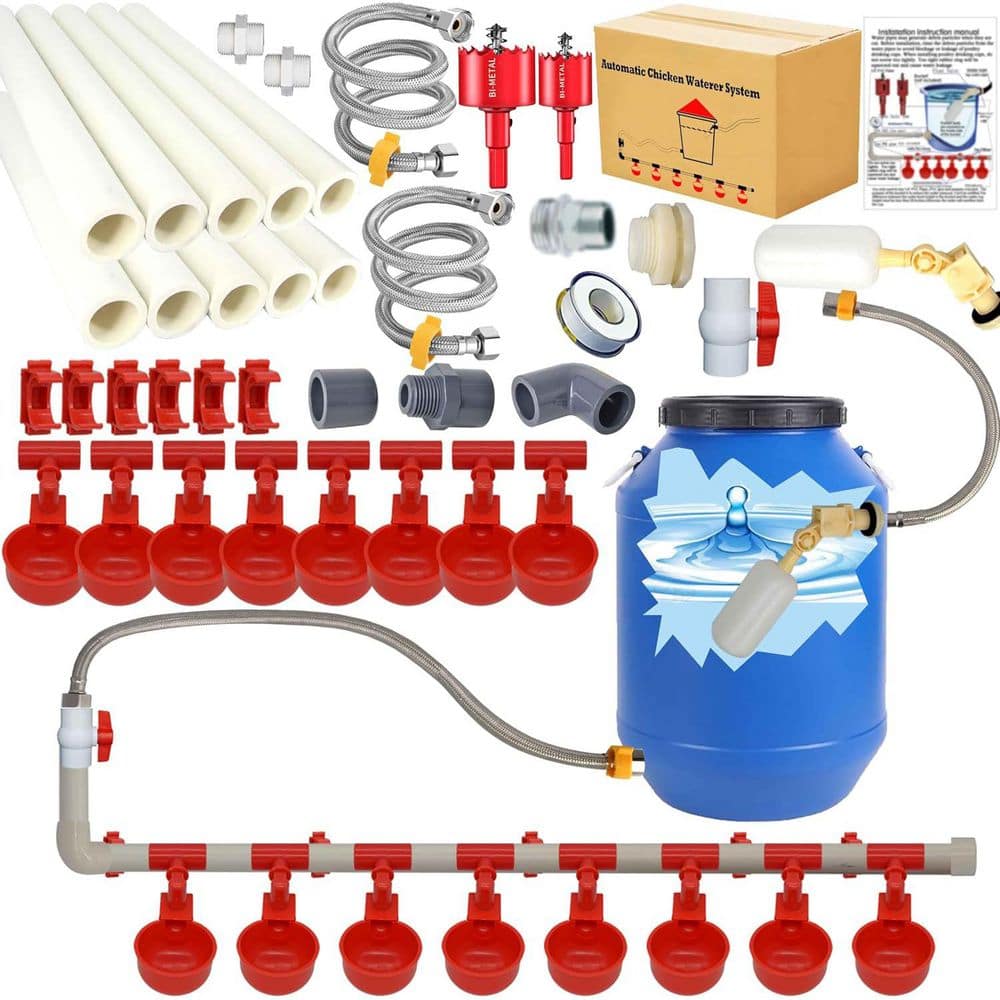 9.41 in. x 7.99 in. x 5.43 in. Complete PVC Pipeline Automatic Chicken Waterer System w/ 58 Accessories & Leakproof Cups price history on PriceWatchPro