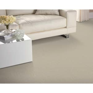 Modish Outlines - Celadon - Green 13.2 ft. 32.44 oz. Wool Loop Installed Carpet