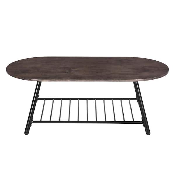 Homy Casa Rixo 47 in. Brown Oval Solid MDF Wood Top Coffee Table 