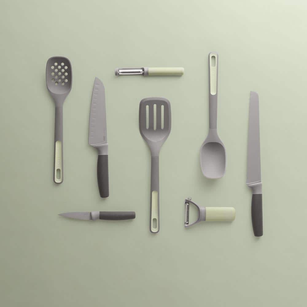 Gray Silicone and Nylon 3-Piece Cooking Utensil Set