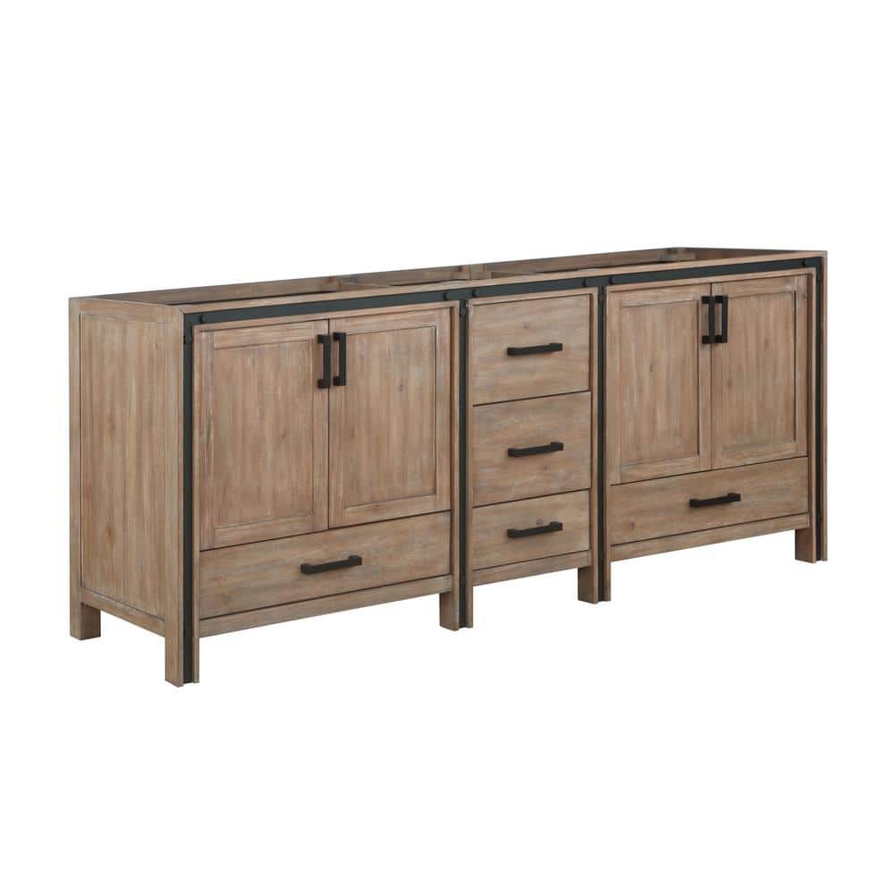 Ziva 84" Rustic Barnwood Double Freestanding Vanity Cabinet
