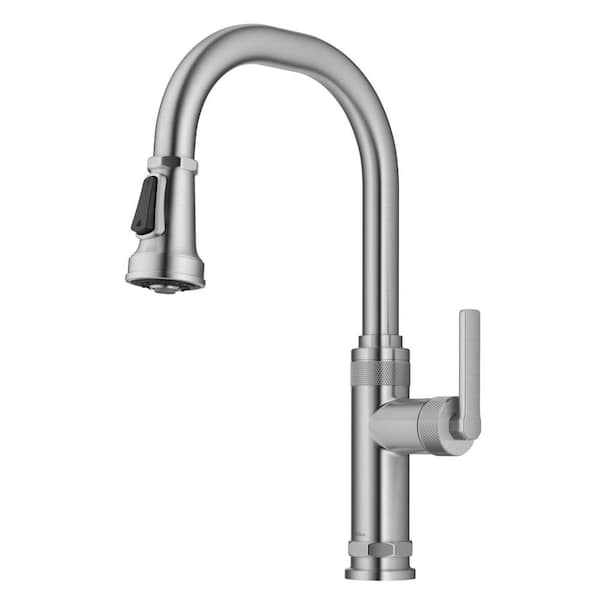 KRAUS Allyn Industrial Pull-Down Single Handle Kitchen Faucet in Spot-Free Stainless Steel