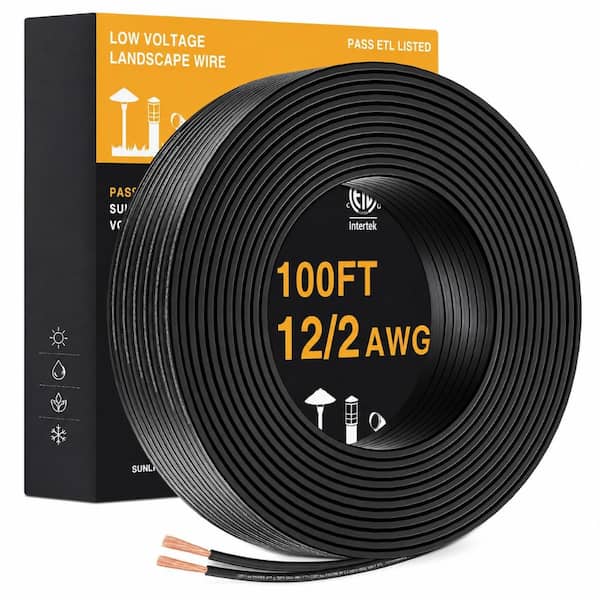 100 Ft 12 AWG Low Voltage Landscape Wire 2 Conductor SPT-2 Pure Copper Direct Burial ETL Listed 300V