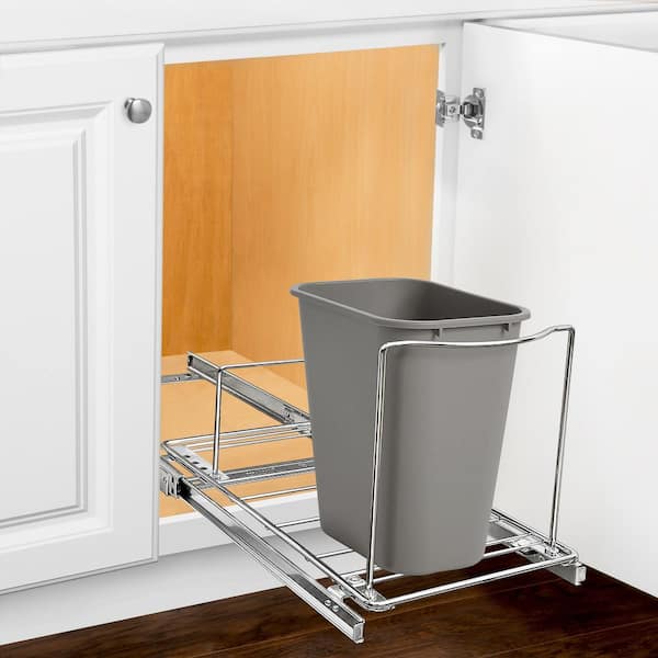LYNK PROFESSIONAL Pull Out Trash Can Under Cabinet Slide Out Organizer  Slide Out Adjustable Shelf for Trash Cans - Chrome 430121DS - The Home Depot
