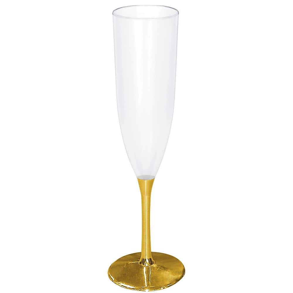 Amscan Plastic Champagne Flutes, 5.5 oz, Clear