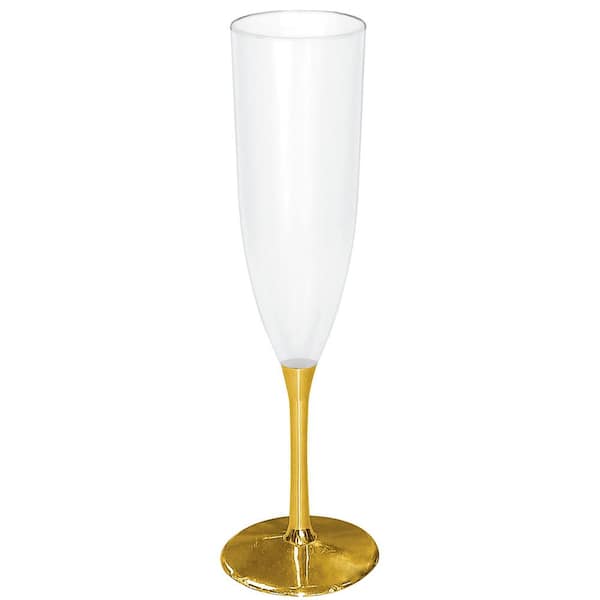 Amscan New Year's 9 in. Metallic Gold Champagne Flute (7-Pack)
