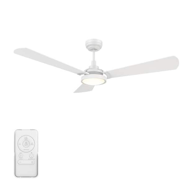 CARRO Veter II 56 in. Dimmable LED Indoor/Outdoor White Smart Ceiling Fan with Light and Remote, Works with Alexa/Google Home