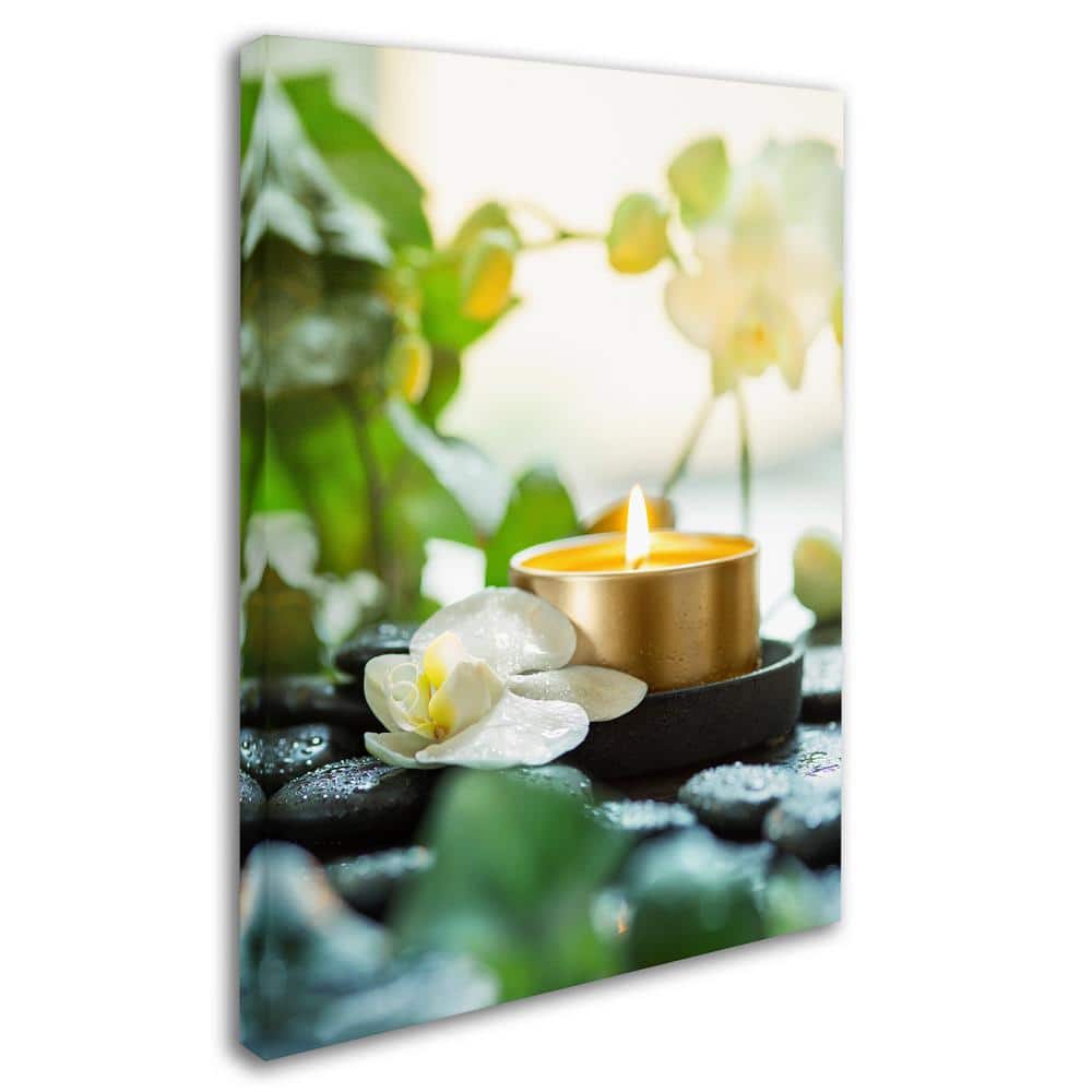 Zen Orchid and Candle Giclee Canvas Wall Art in Floater Frame
