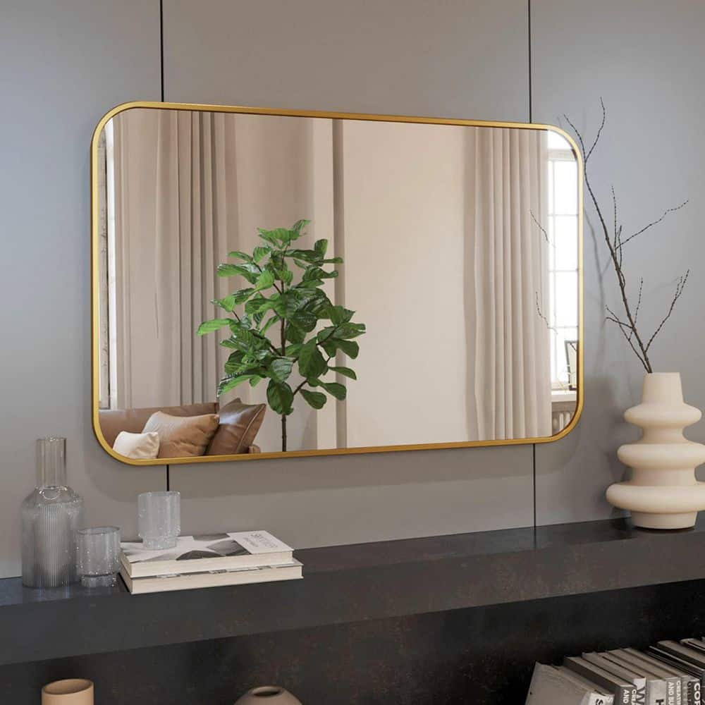 26 in. W x 38 in. H Rectangular Framed Wall Bathroom Vanity Mirror ...