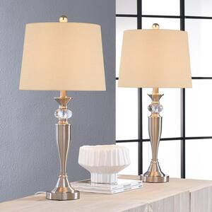 brushed nickel table lamps set of 2