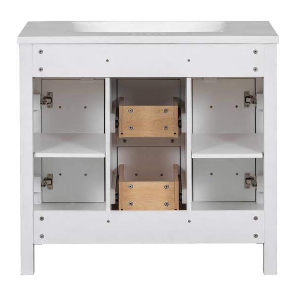 Magic Home 30 in. x 18 in. Bathroom Vanity Organizer Combo Storage Cabinet  Set with Undermount Sink, White SLX-LMP18001-L - The Home Depot