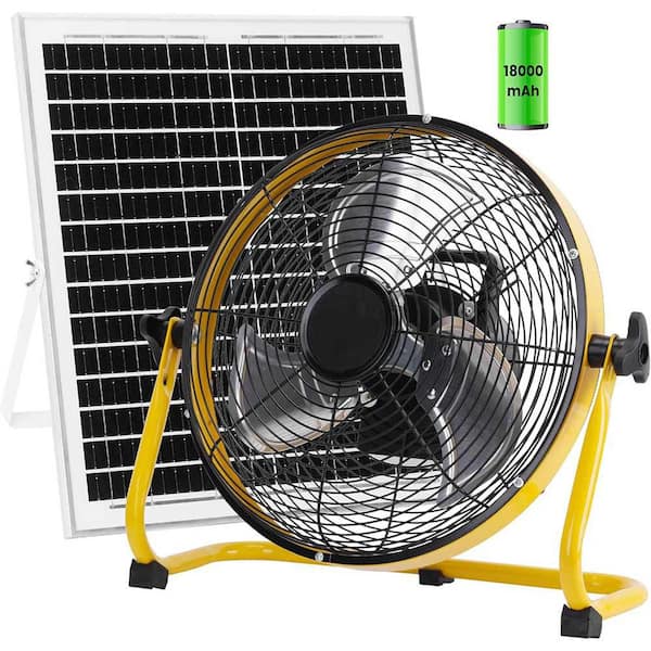 12 Solar Powered Floor Fan with 18000 mAh Capacity for Outdoor Air Circulation and Cooling in Various Settings