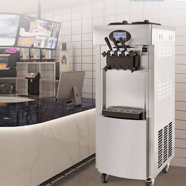 VEVOR 18L/H Commercial Soft Serve Ice Cream Maker 3 Flavors Ice Cream  Machine 803568085379
