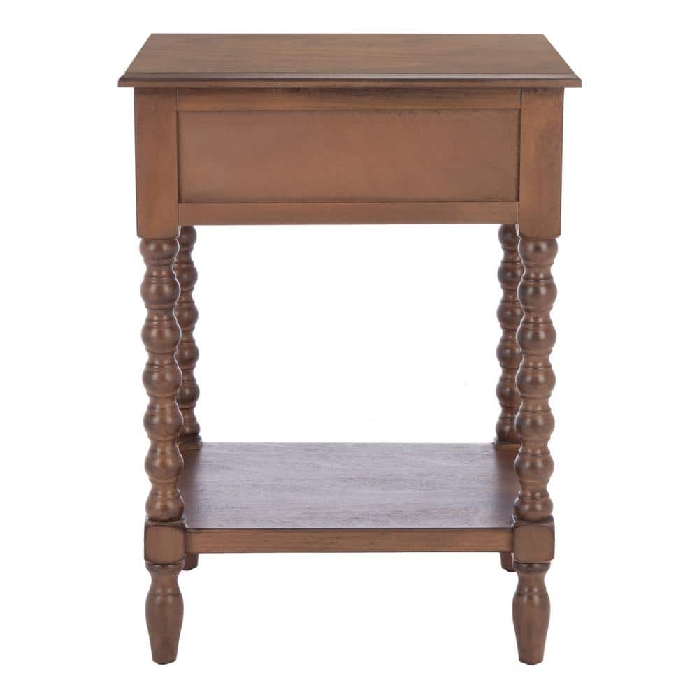 Athena Medium Brown Pinewood Accent Table with Storage