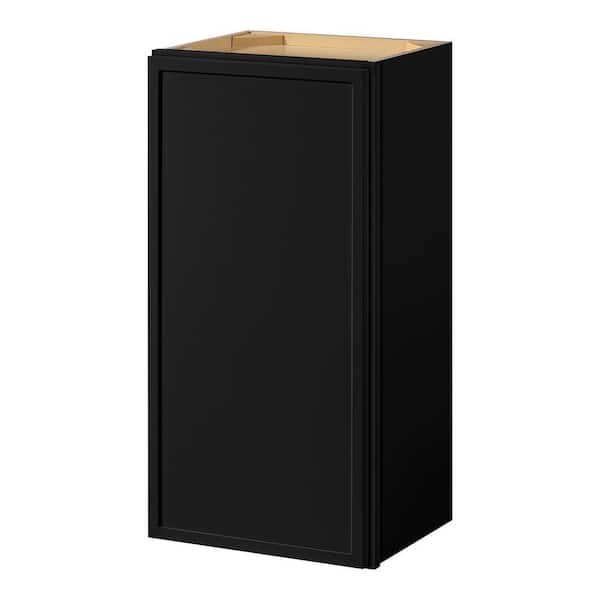 Leyton 15 in. W x 12 in. D x 30 in. H Ready to Assemble Plywood Slim Shaker Wall Kitchen Cabinet in Raven Black