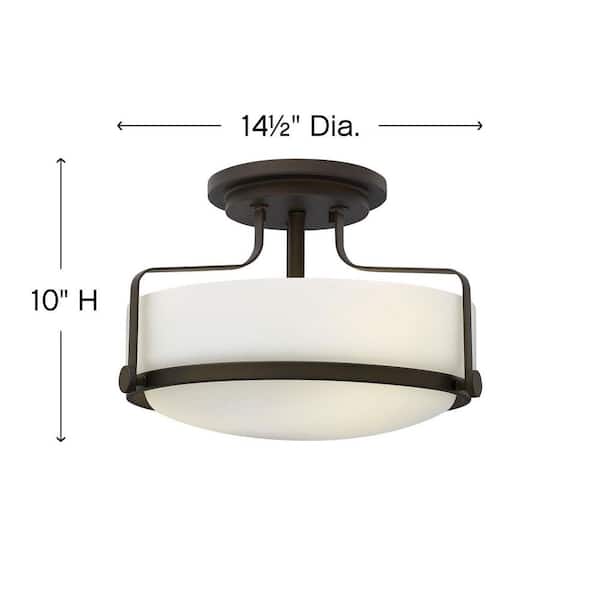 HINKLEY - Hinkley Harper Medium Semi-Flush Mount Ceiling Light, Oil Rubbed Bronze + Etched Opal Glass