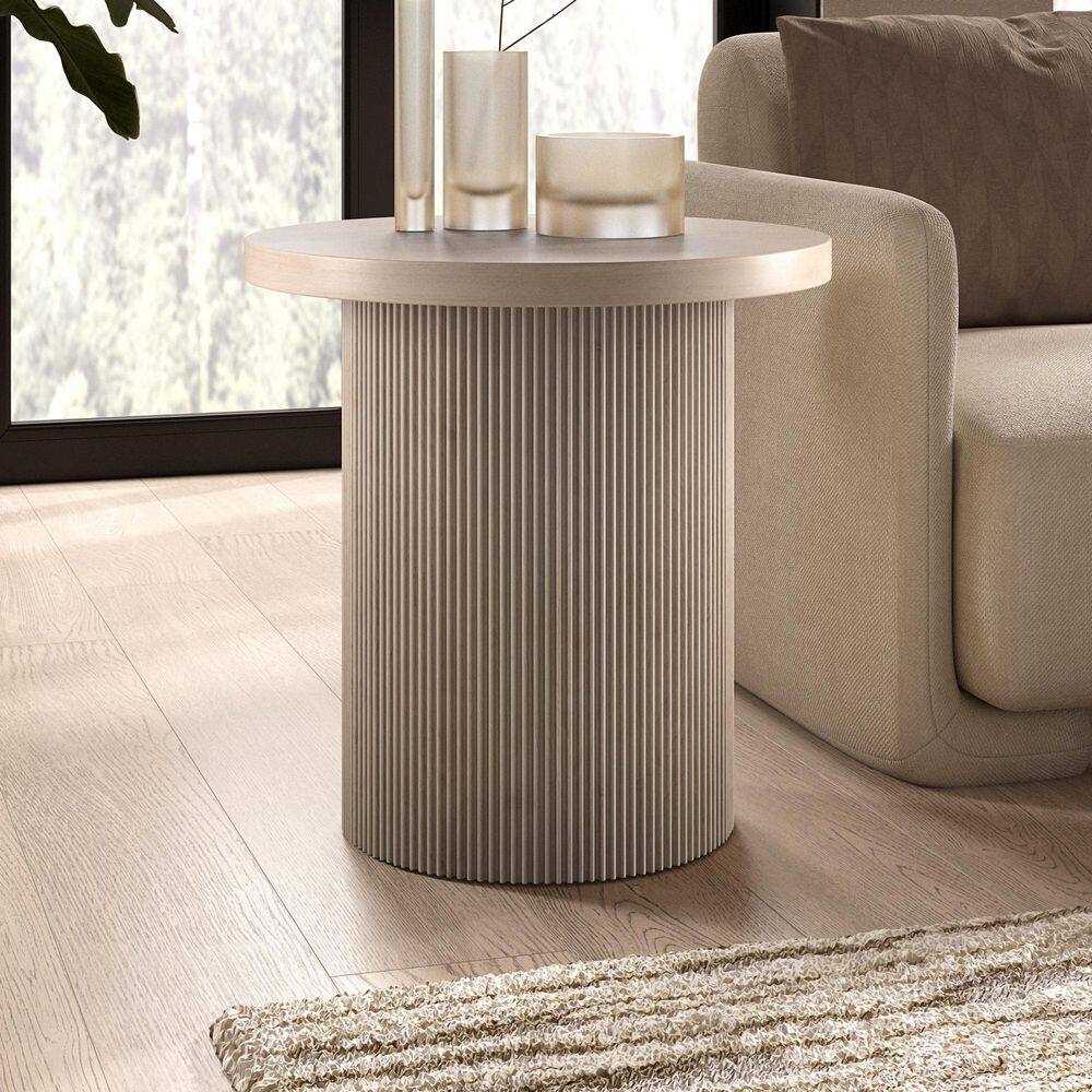 Isa 22 in. Black Grain Round MDF Top End Table - thumbnail 6