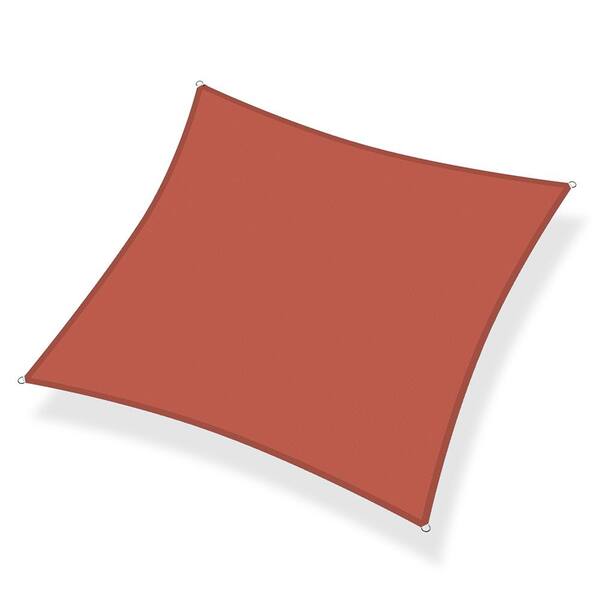 Shade&Beyond 12 ft. x 12 ft. 185 GSM Rust Red Square Sun Shade Sail, for Patio Garden and Swimming Pool