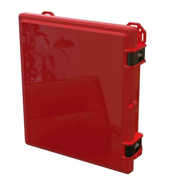 Serpac 17.8 in. L x 16.3 in. W x 4 in. H Polycarbonate Red Hinged Latch Top Cabinet Enclosure with Red Bottom