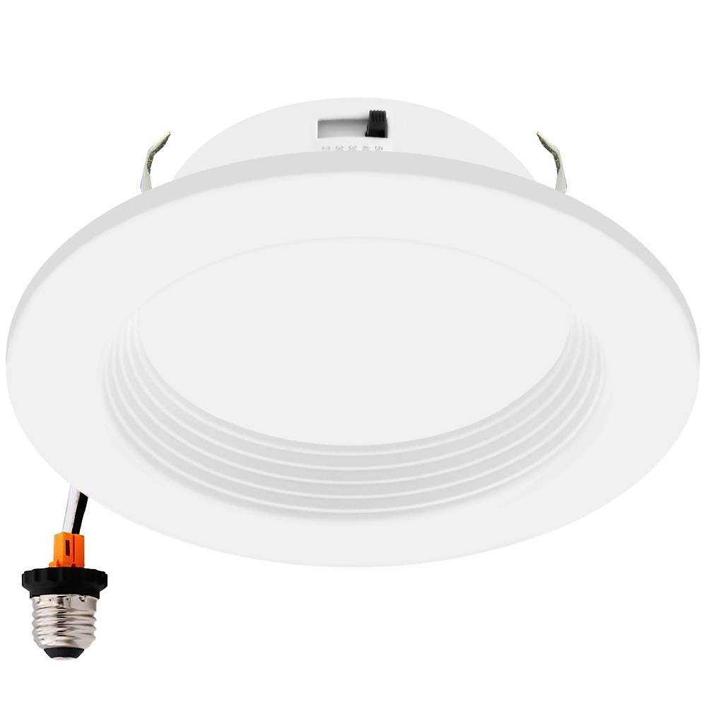 4-Inch White Aluminum LED Retrofit Recessed Downlight, 12-Pack