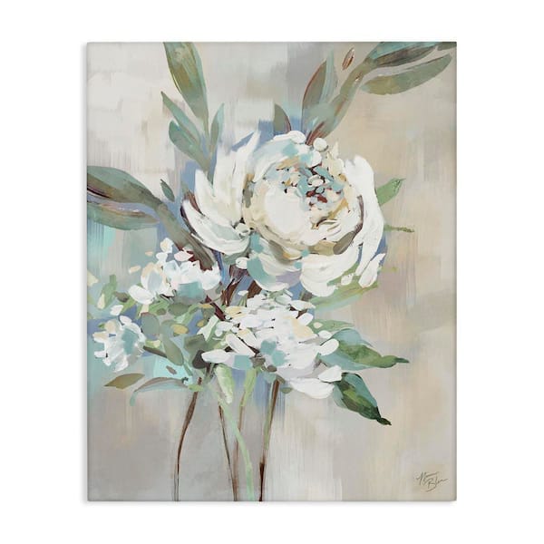 Stupell Industries Antique Rose and Baby's Breath by Nina Blue Unframed Nature Graphic Art Print 48 in. x 36 in.