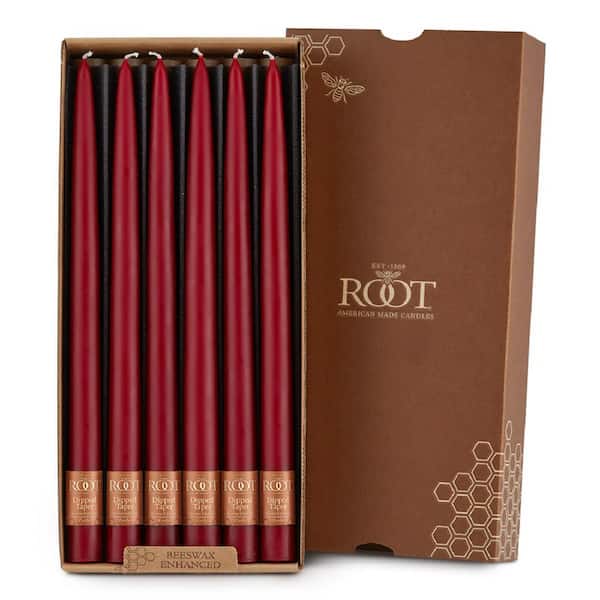 ROOT CANDLES 12 in. Dipped Taper Garnet Dinner Candle (Box of 12)