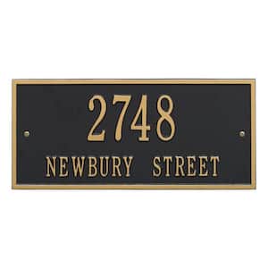 Hartford Rectangular Black/Gold Standard Wall 2-Line Address Plaque