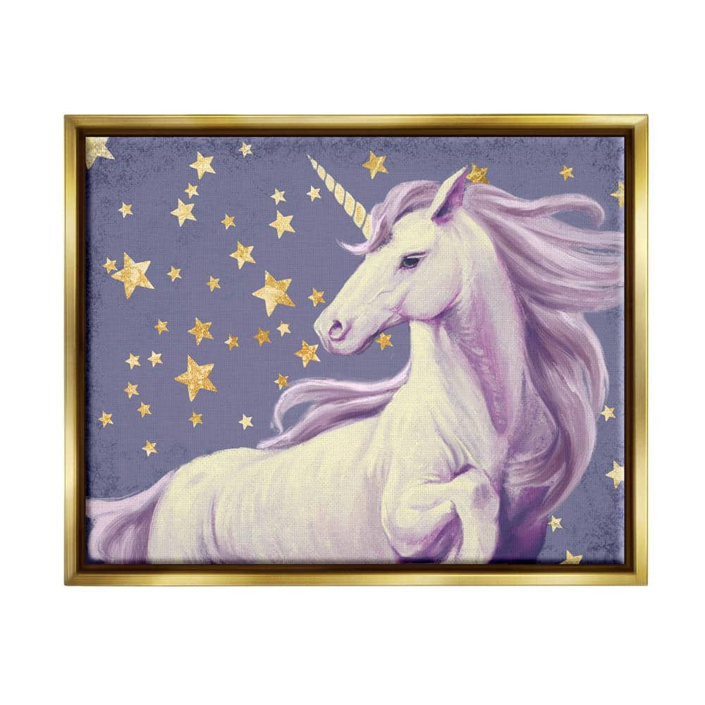 The Stupell Home Decor Collection Purple Unicorn in Starry Night Sky Space  Fantasy by Ziwei Li Floater Frame Fantasy Wall Art Print 21 in. x 17 in.