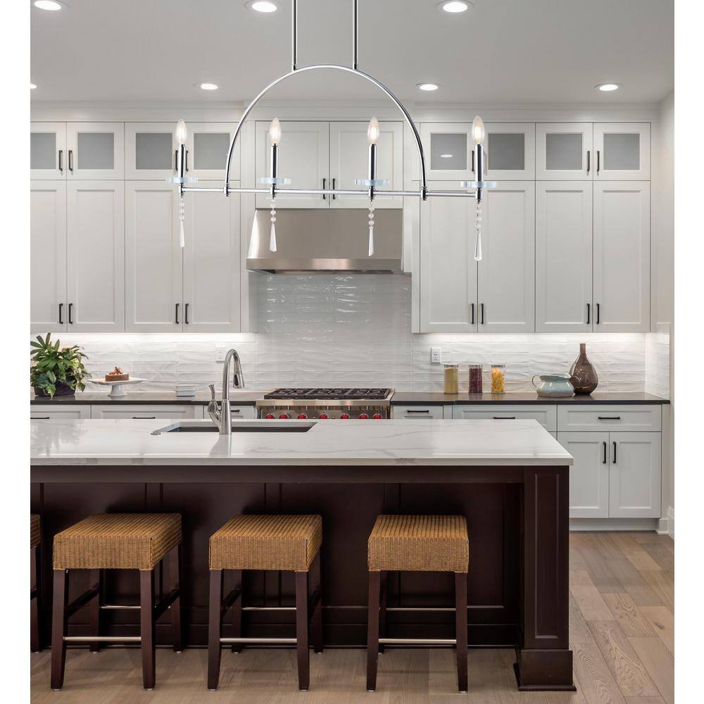 Doris Contemporary Chrome 41" LED Linear Pendant with Crystal Accents