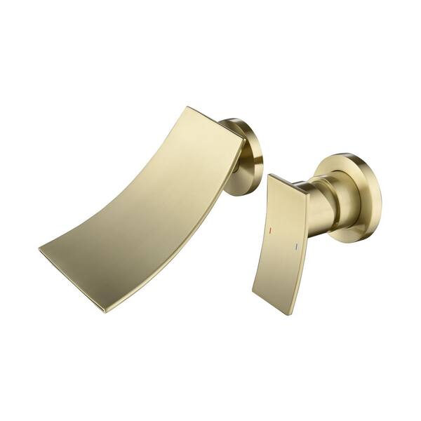 Aosspy Single Handle Widespread Wall Mounted Bathroom Faucet In Brushed Gold As Al127788ng The 2942