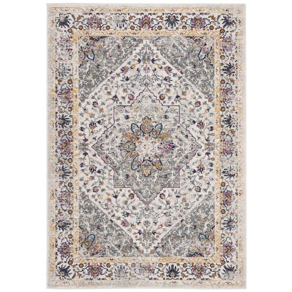 SAFAVIEH Evoke Ivory/Gray 7 ft. x 9 ft. Floral Medallion Area Rug