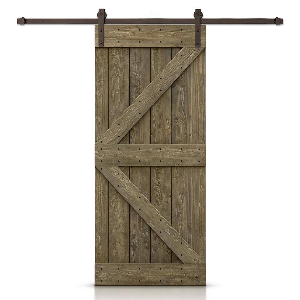 K Series 22 in. x 84 in. Aged Barrel Stained DIY Knotty Pine Wood Interior Sliding Barn Door with Hardware Kit price history on PriceWatchPro