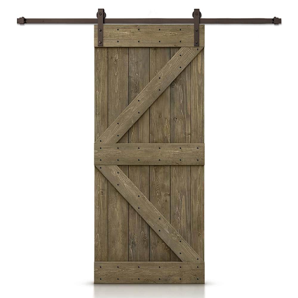 K Series 36 in. x 84 in. Aged Barrel DIY Knotty Pine Wood Interior Sliding Barn Door with Hardware Kit price history on PriceWatchPro