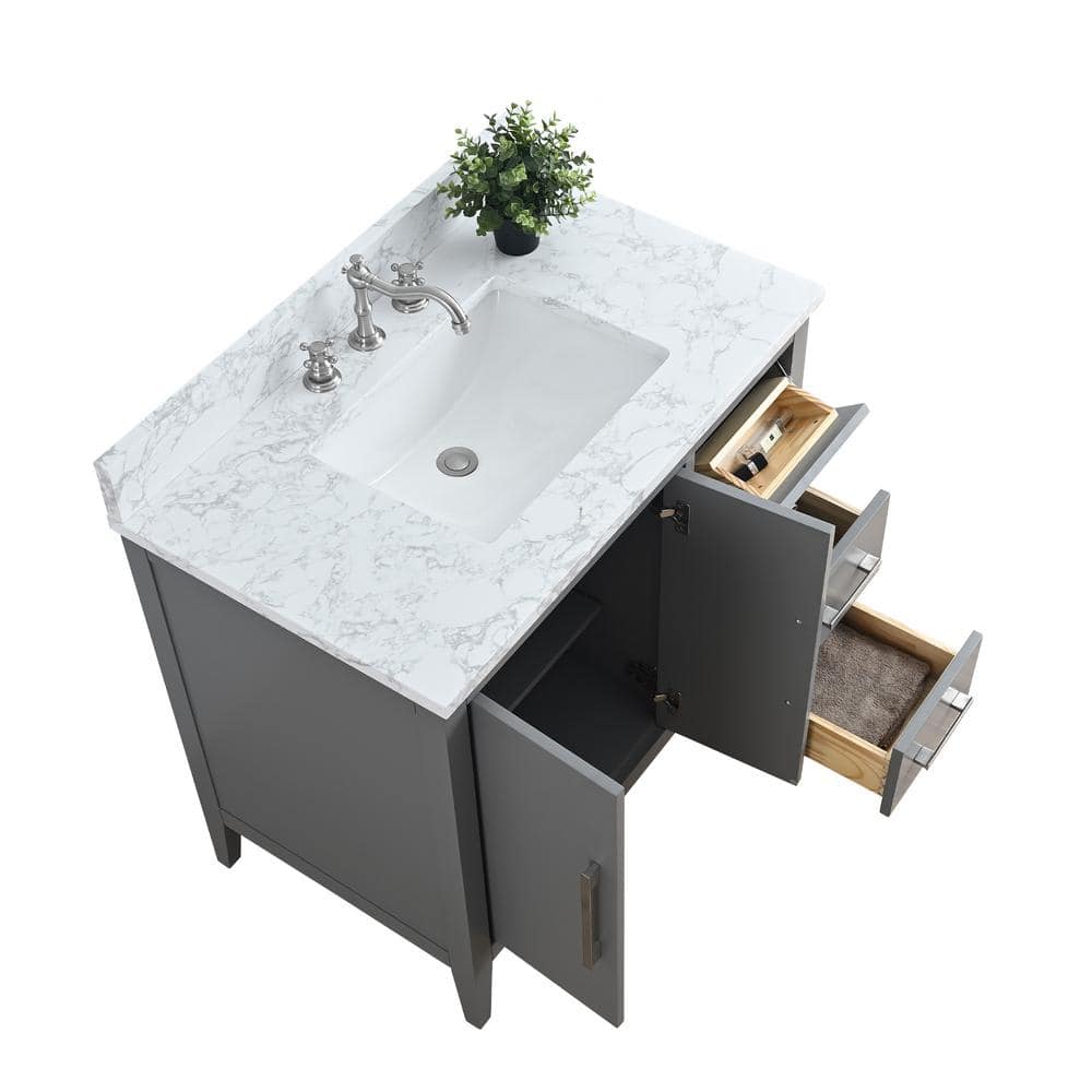 Cashmere Gray 36" Single Bathroom Vanity with Marble Countertop