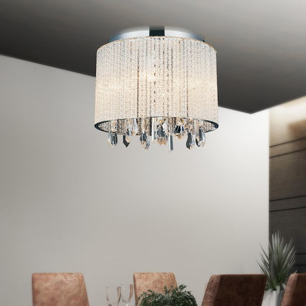 Benson 4 Light Drum Shade Flush Mount With Chrome Finish