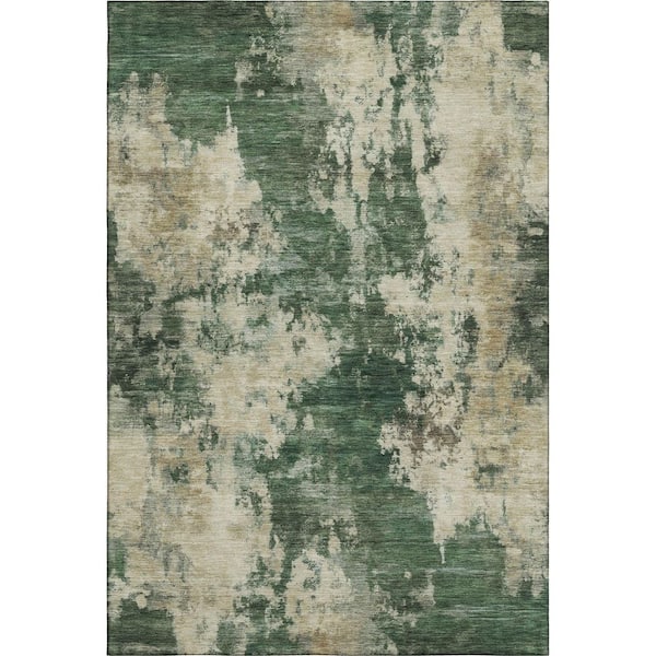 Mayfield Premium Machine Washable Abstract AMF2066 Fern 9 ft. x 12 ft. Area Rug
