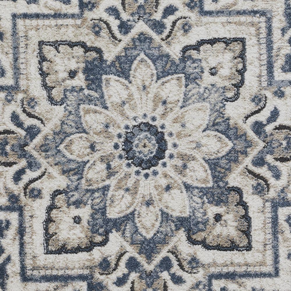 Rectangular Blue Synthetic Easy Care 4' x 6' Area Rug