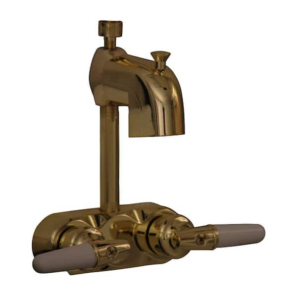 Barclay Products Metal Lever 2-Handle Claw Foot Tub Faucet with Diverter in Polished Brass