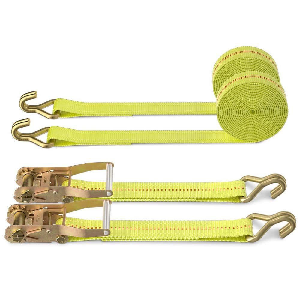 27 ft. x 2 in. Double J Hook Ratchet Tie Down Strap Heavy Duty Polyester Webbing for Cargo Securement 2 Pack price history on PriceWatchPro