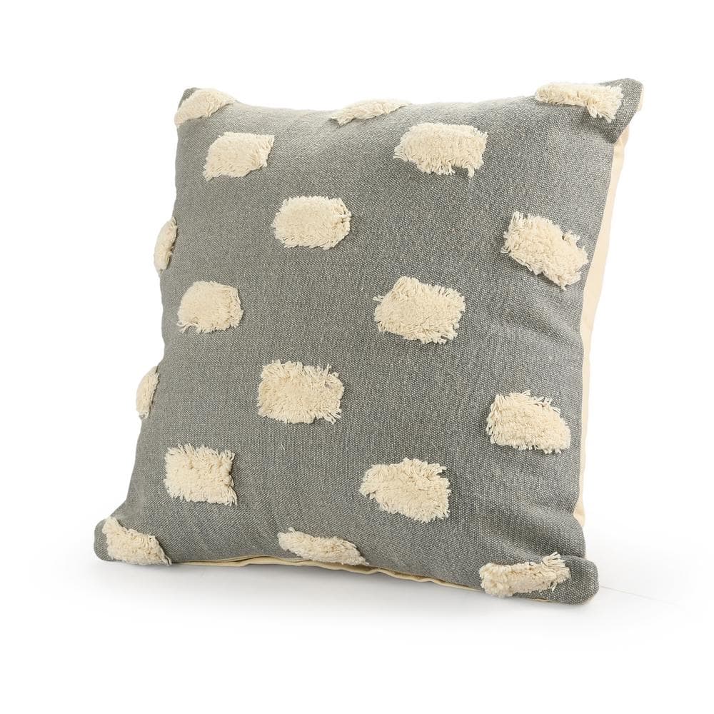 Zeal 20" Gray and White Cotton Decorative Pillow