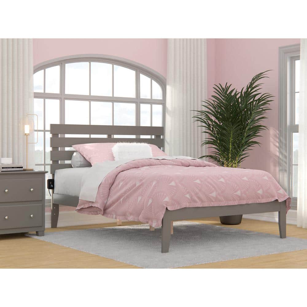 Oxford Full Gray Wood Frame Bed with Slats