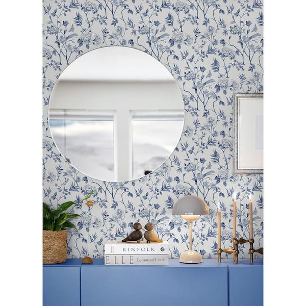 Blue Chinoiserie Garden Peel and Stick Wallpaper Sample