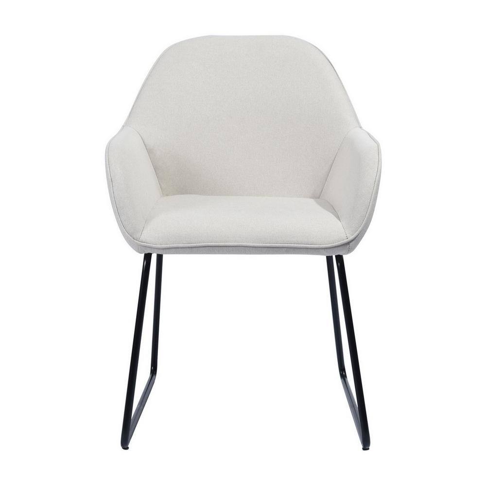 sumyeg Creamy White Skinfriendly Fabric Upholstery Dining Chair Arm
