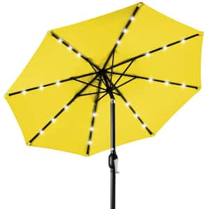 10 ft. Market Solar LED Lighted Tilt Patio Umbrella with UV-Resistant Fabric in Yellow