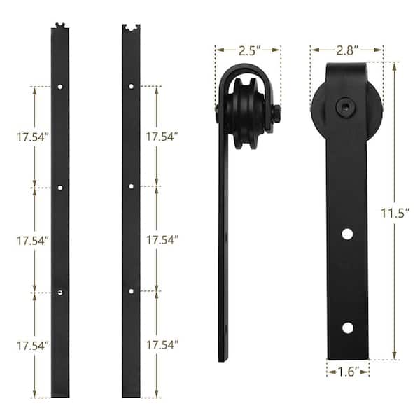 10 ft./120 in. Black Bent Strap Sliding Barn Door Track and Hardware Kit for Single Door with Floor Guide 10 ft./120 in. Black Bent Strap Sliding Barn Door Track and Hardware Kit for Single Door with Floor Guide