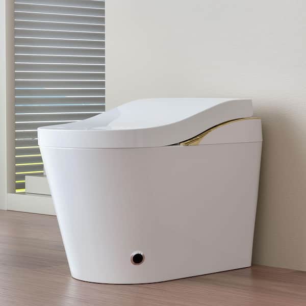 Modern Elongated Bidet Toilet 1.28 GPF in White with Auto Open/Close, Heated Seat, Warm Water, Foam Shield, Auto Flush