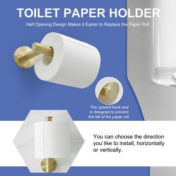 5-Piece Bath Hardware with Towel Bar Towel Hook Toilet Paper Holder and Towel Ring Set in Brushed Gold