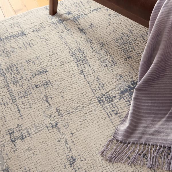 The Depot Nourison Contemporary Blue ft. Rug Abstract x Rustic 6 9 165886 Home Textures Ivory ft. - Area